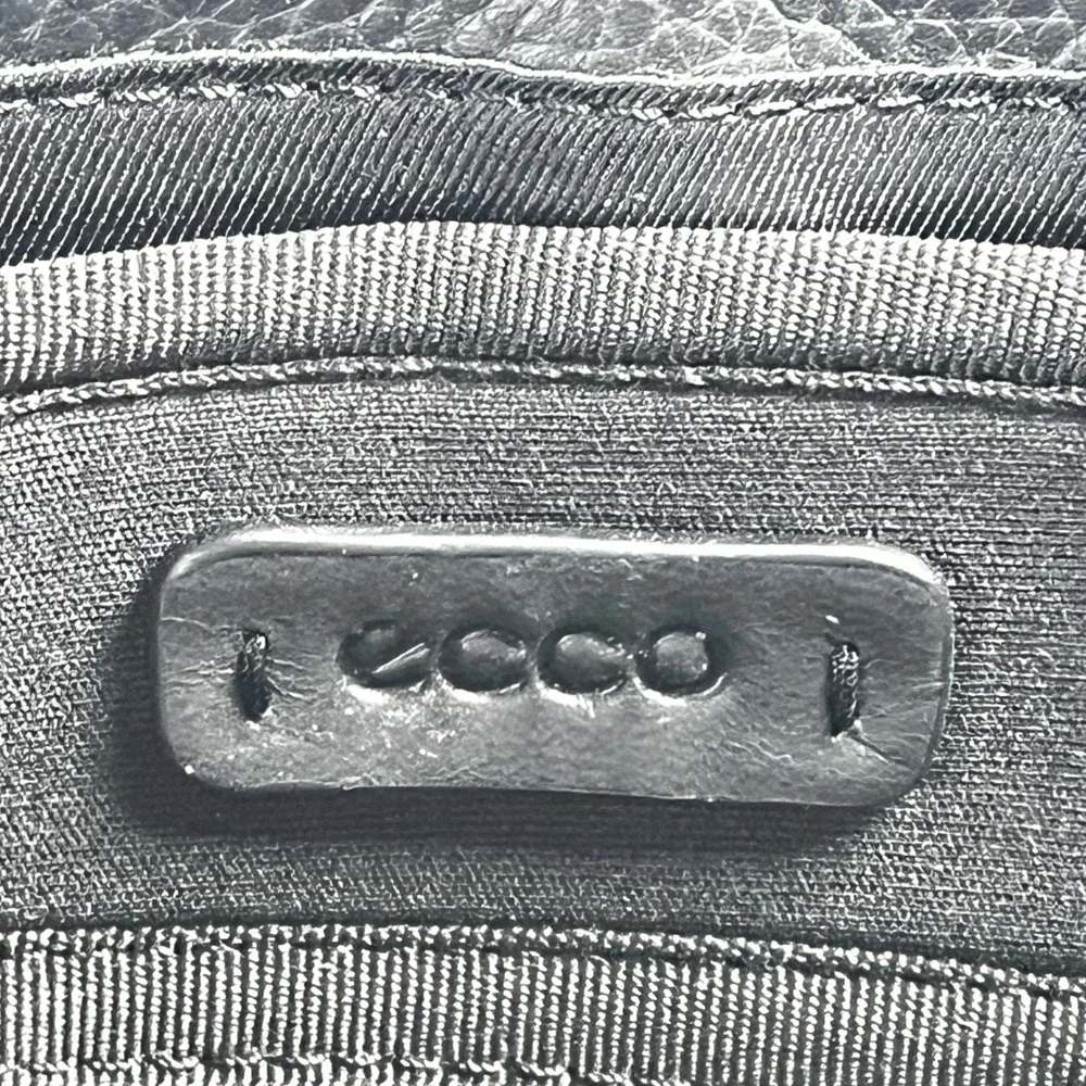 ECCO Messenger Bag Black Pebbled Leather‎ Crossbody Laptop Travel Bag